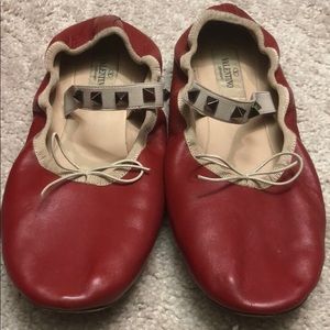 Valentino Ballerina red leather flats